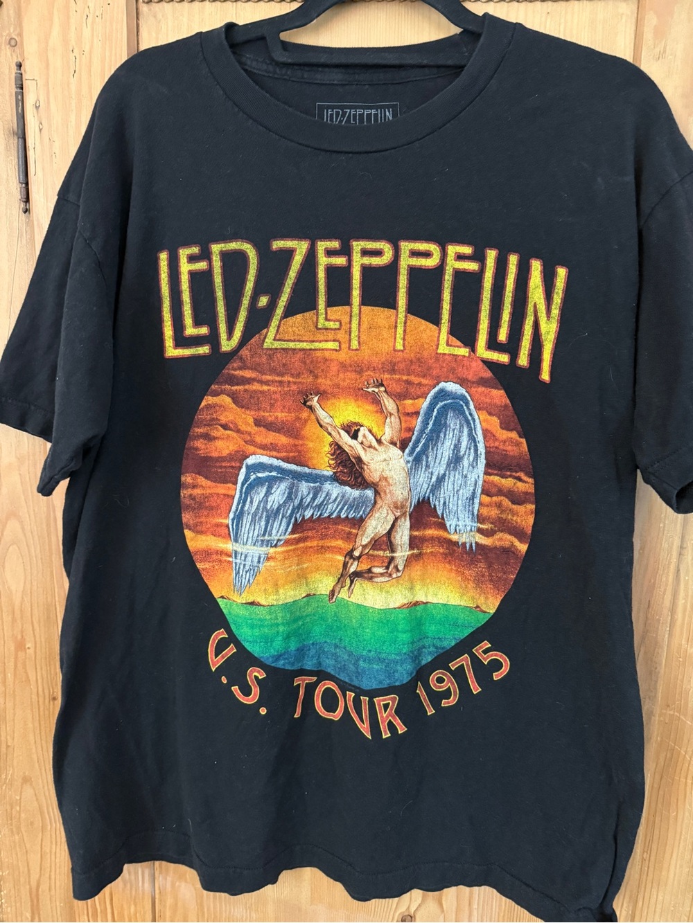 Led Zeppelin Black Graphic Short Sleeve Tee - U.S. Tour 1975